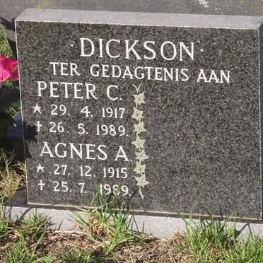 DICKSON Peter C. 1917-1989 &amp; Agnes A. 1915-1989