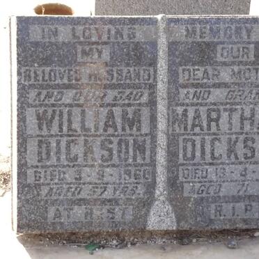 DICKSON William -1960 &amp; Martha M. -1974