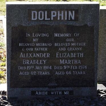 DOLPHIN Alexander Bradley -1964 &amp; Elizabeth Martha -1974