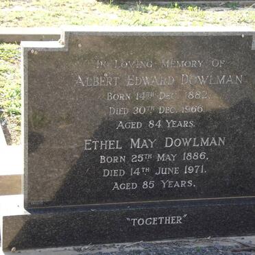 DOWLMAN Albert Edward 1882-1966 &amp; Ethel May 1886-1971