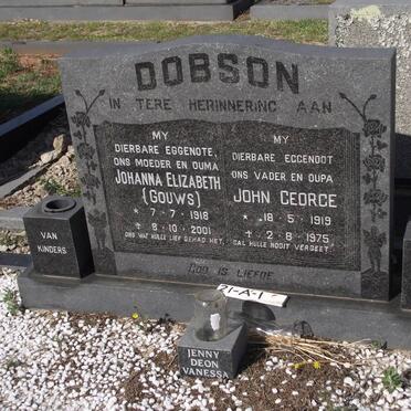 DOBSON John George 1919-1975 &amp; Johanna Elizabeth GOUWS 1918-2001