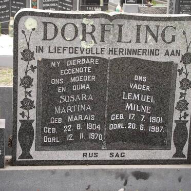DORFLING Lemuel Milne 1901-1987 &amp; Susara Martina 1904-1970