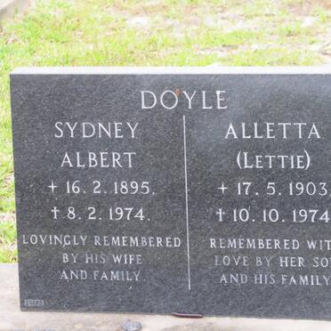 DOYLE Sydney Albert 1895-1974 &amp; Alletta 1903-1974