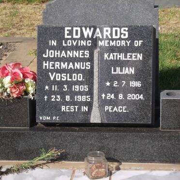 EDWARDS Johannes Hermanus Vosloo 1905-1985 &amp; Kathleen Lilian 1916-2004