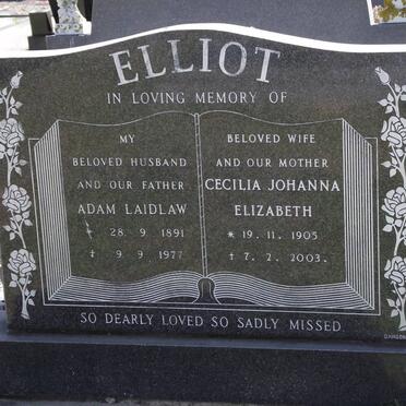 ELLIOT Adam Laidlaw 1891-1977 &amp; Cecilia Johanna Elizabeth 1905-2003