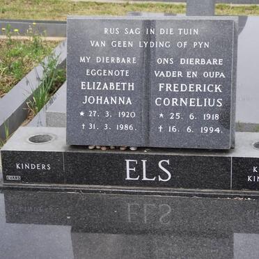 ELS Frederick Cornelius 1918-1994 &amp; Elizabeth Johanna 1920-1986