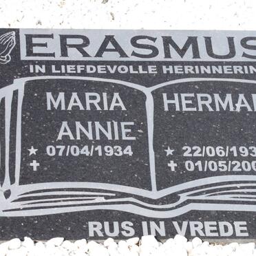 ERASMUS Herman 1935-2005 &amp; Maria Annie 1934-