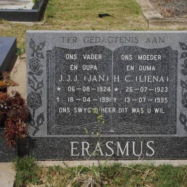 ERASMUS J.J.J. 1924-1991 &amp; H.C. 1923-1995