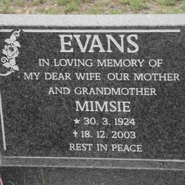 EVANS Mimsie 1924-2003