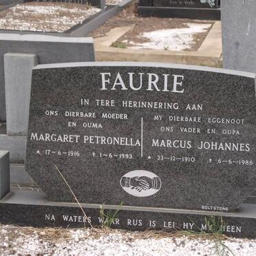 FAURIE Marcus Johannes 1910-1986 &amp; Margaret Petronella 1916-1993