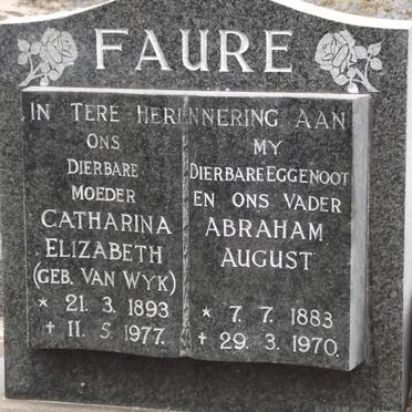 FAURE Abraham August 1883-1970 &amp; Catharina Elizabeth VAN WYK 1893-1977