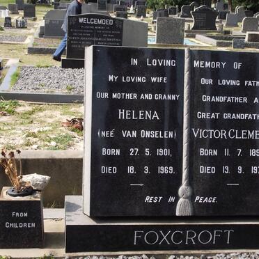 FOXCROFT Victor Clement 1898-1971 &amp; Helena VAN ONSELEN 1901-1969