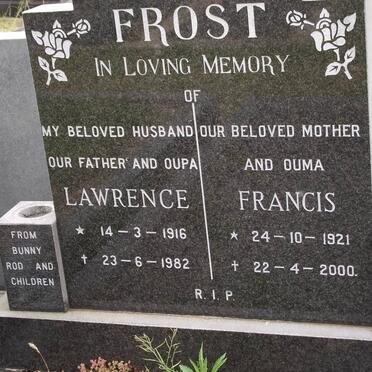FROST Lawrence 1916-1982 &amp; Francis 1921-2000
