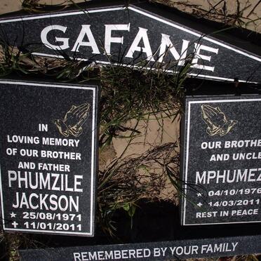 GAFANE Phumzile Jackson 1971-2011 :: GAFANE Mphumezi 1976-2011
