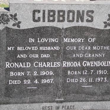GIBBONS Ronald Charles 1909-1967 &amp; Rhoda Gwendoline 1910-1973