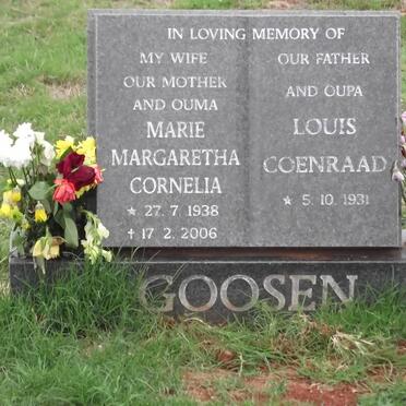 GOOSEN Louis Coenraad 1931- &amp; Marie Margaretha Cornelia 1938-2006