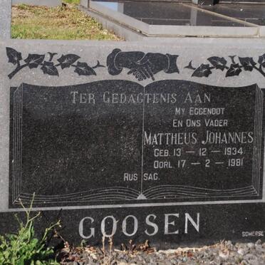 GOOSEN Mattheus Johannes 1934-1981
