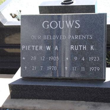 GOUWS Pieter W.A. 1905-1978 &amp; Ruth K. 1923-1979