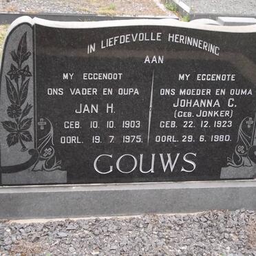 GOUWS Jan H. 1903-1975 &amp; Johanna C. JONKER 1923-1980