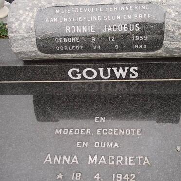 GOUWS Anna Magrieta 1942-1989 :: GOUWS Ronnie Jacobus 1959-1980