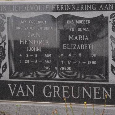 GREUNEN Jan Hendrik, van 1905-1983 &amp; Maria Elizabeth 1911-1990