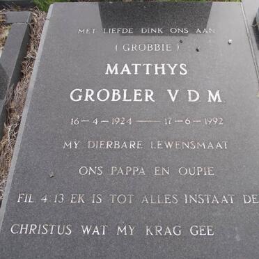 GROBLER Matthys V.D.M. 1924-1992