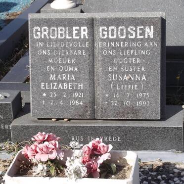 GROBLER Maria Elizabeth 1921-1984 :: GOOSEN Susanna 1975-1992