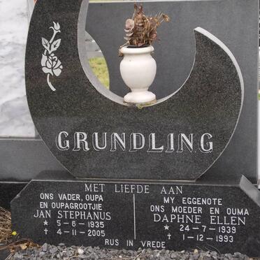 GRUNDLING Jan Stephanus 1935-2005 &amp; Daphne Ellen 1939-1993