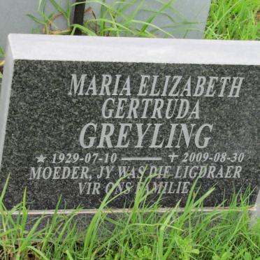 GREYLING Maria Elizabeth Gertruda 1929-2009
