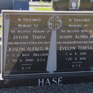 HASE Joseph Alfred M. 1907-1990 &amp; Evelyn Teresa 1918-1991