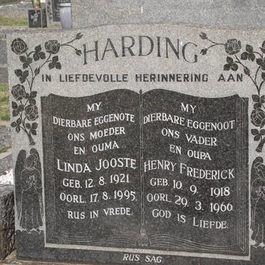 HARDING Henry Frederick 1918-1966 &amp; Linda JOOSTE 1921-1995