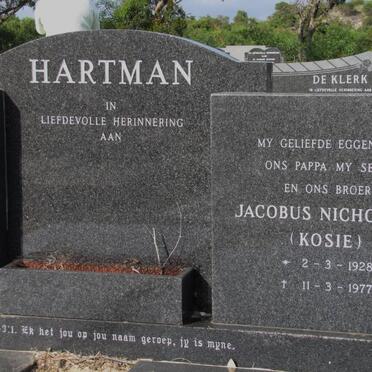 HARTMAN Jacobus Nicholaas 1928-1977