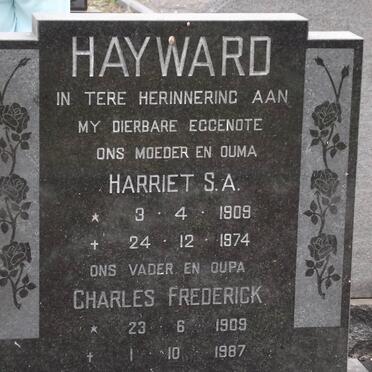 HAYWARD Harriet S.A. 1909-1974 &amp; Charles Frederick 1909-1987