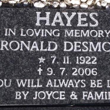 HAYES Ronald Desmond 1922-2006