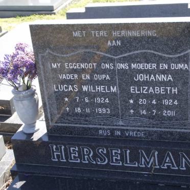 HERSELMAN Lucas Wilhelm 1924-1993 &amp; Johanna Elizabeth 1924-2011