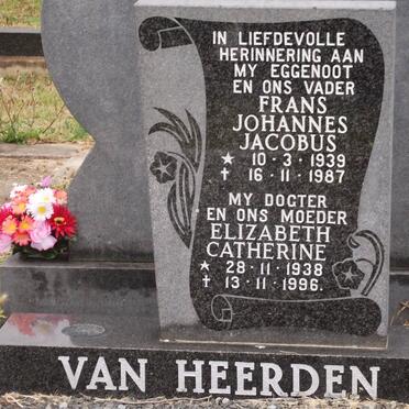 HEERDEN Frans Johannes Jacobus, van 1939-1987 &amp; Elizabeth Catherine 1938-1996