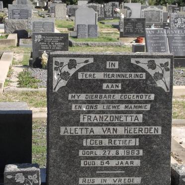 HEERDEN Franzonetta Aletta, van nee RETIEF -1963