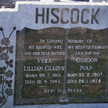 HISCOCK Gordon Ivan 1907-1978 &amp; Vera Lillian Gladys 1914-1964