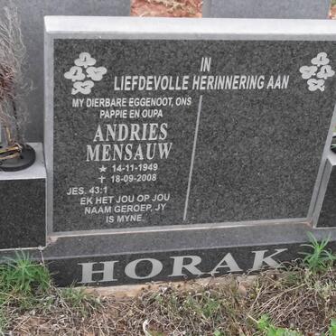 HORAK Andries Mensauw 1949-2008