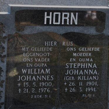 HORN William Johannes 1900-1976 &amp; Stephina Johanna KILIAN 1901-1991