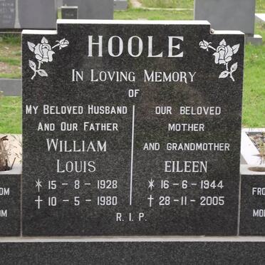 HOOLE William Louis 1928-1980 &amp; Eileen 1944-2005