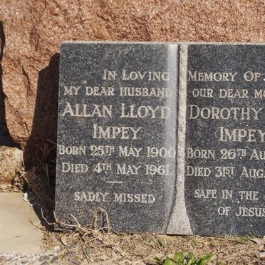 IMPEY Allan Lloyd 1900-1961 &amp; Dorothy May 1901-1963