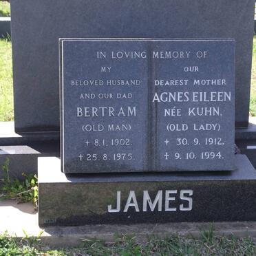 JAMES Bertram Oliver B.1902-1975 &amp; Agnes Eileen KUHN 1912-1994