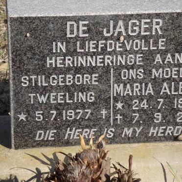 JAGER, de -1977 :: JAGER Maria Aletta, de 1947-2001