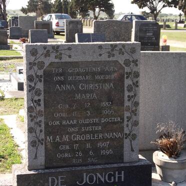 JONGH Anna Christina Maria, de 1882-1965 :: GROBLER M.A.M. nee DE JONGH 1907-1996