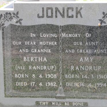 JONCK Bertha nee RANDRUP 1908-1982 :: RANDRUP Amy 1910-1994