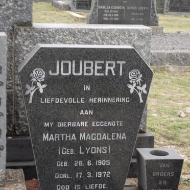 JOUBERT Martha Magdalena nee LYONS 1905-1972