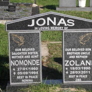 JONAS Nomonde 1960-1994 :: JONAS Zolani 1990-2011