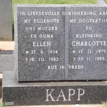 KAPP Ellen 1934-1983 :: KAPP Charlotte 1979-1985