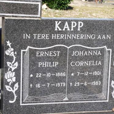 KAPP Ernest Philip 1886-1979 &amp; Johanna Cornelia 1901-1983